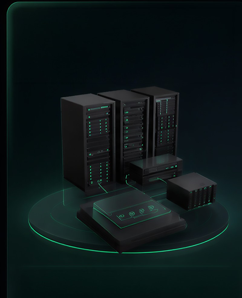 Render of software running on existing server racks.