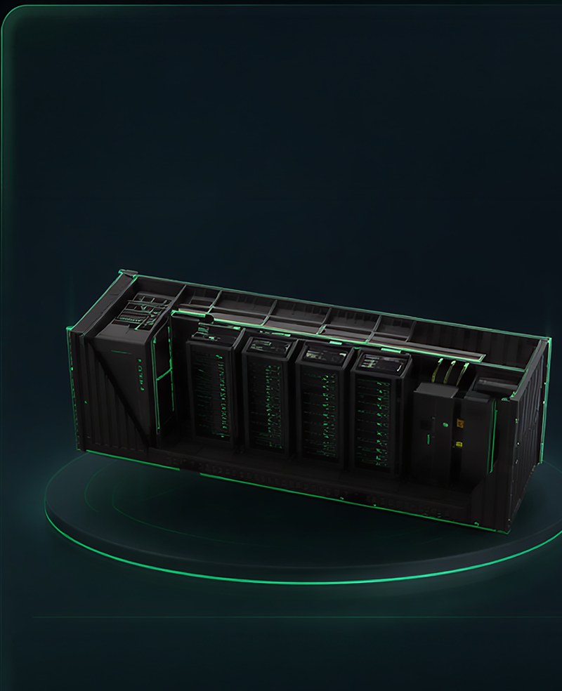 Render of a containerized mobile data center.